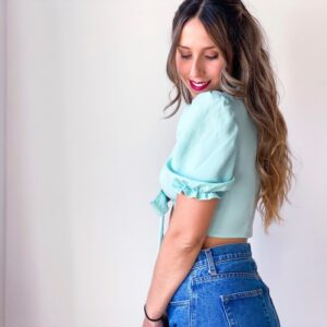 Tie Front Crop Top Sewing Pattern with Puff Sleeves - Anne