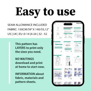 Peplum V Neck Blouse Sewing Pattern with Long Sleeves - Nelly