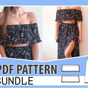 Off-Shoulder Top & Maxi Skirt Sewing Pattern Bundle (PDF)