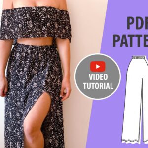 Elastic Waist Slit Maxi Skirt Sewing Pattern - Indra