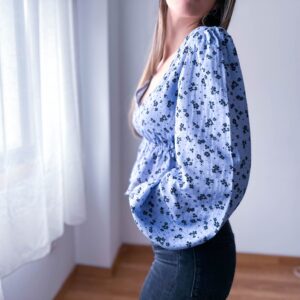 Peplum V Neck Blouse Sewing Pattern with Long Sleeves - Nelly