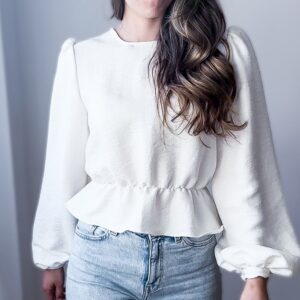 Peplum Blouse Sewing Pattern with Bishop Sleeves