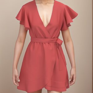 Wrap Mini Dress Sewing Pattern with Flutter Sleeves - Lina
