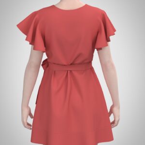 Wrap Mini Dress Sewing Pattern with Flutter Sleeves - Lina