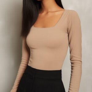 Square Neck Crop Top Sewing Pattern with Long Sleeves