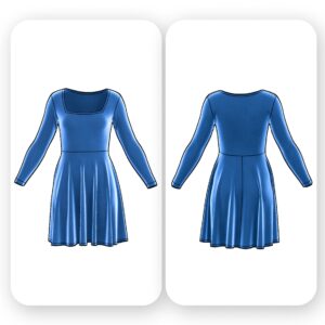 Mini Skater Dress Sewing Pattern Square Neck - Lua