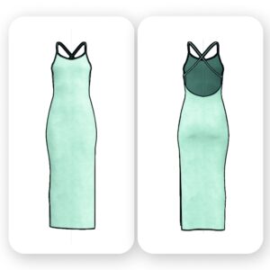 Midi Slip Dress Sewing Pattern with Slit - Violet