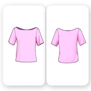 Boat Neck Basic T-Shirt Sewing Pattern Short Sleeve- Kat