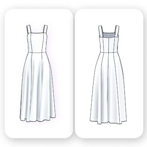A Line Midi Dress Sewing Pattern Square Neck - Ridoc