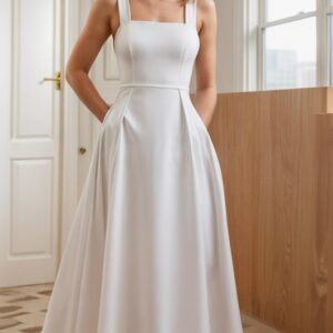 A Line Midi Dress Sewing Pattern Square Neck - Ridoc