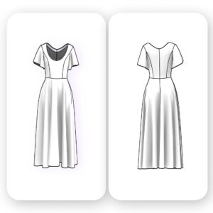 A Line Maxi Flutter Sleeve Dress Sewing Pattern - Julian