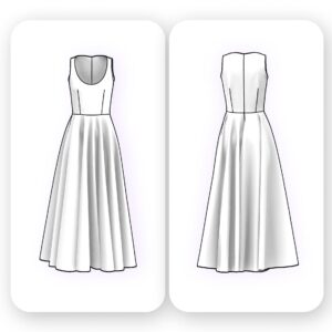A-Line Maxi Dress Sewing Pattern with Round Neck - Adeline