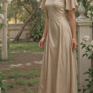 A Line Maxi Flutter Sleeve Dress Sewing Pattern - Julian