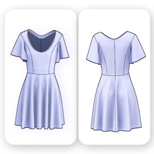 Flutter Sleeve Skater Dress Sewing Pattern - Kitt