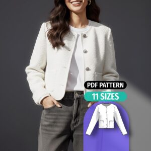 Collarless Cropped Jacket Sewing Pattern - Aeris