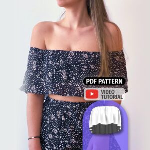 Off Shoulder Ruffle Crop Top Sewing Pattern - Lexa