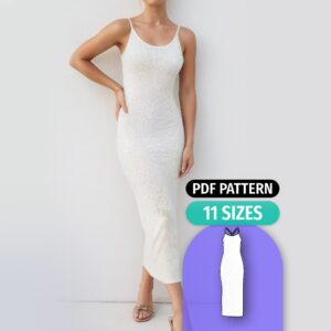 Midi Slip Dress Sewing Pattern with Slit - Violet