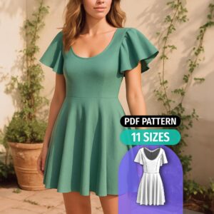 Flutter Sleeve Skater Dress Sewing Pattern - Kitt