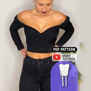 Off Shoulder Crop Top Sewing Pattern with Long Sleeves - Lian