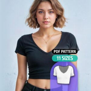 Fitted V Neck Crop Top Sewing Pattern - Sorrel