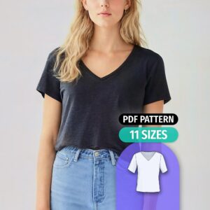 V Neck T Shirt Sewing Pattern with Short Sleeves - Candice