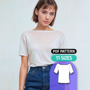 Boat Neck Basic T-Shirt Sewing Pattern Short Sleeve- Kat
