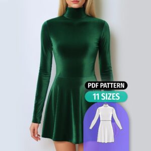 Mock Neck Mini Dress Sewing Pattern Long Sleeve - Ohio