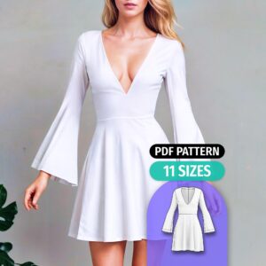 V Neck Fit and Flare Dress Sewing Pattern - Ross